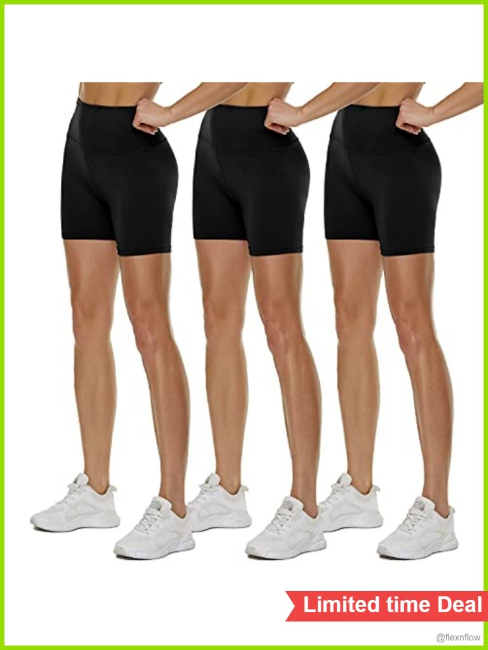 3 Pack High Waisted Biker Shorts 92% Polyester 8% Spandex Women's Athletic